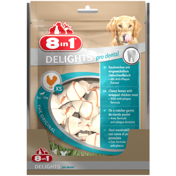 8in1 Delights Pro Dental - Hondensnacks - Kip 21x12 g 21 stuks Xsmall