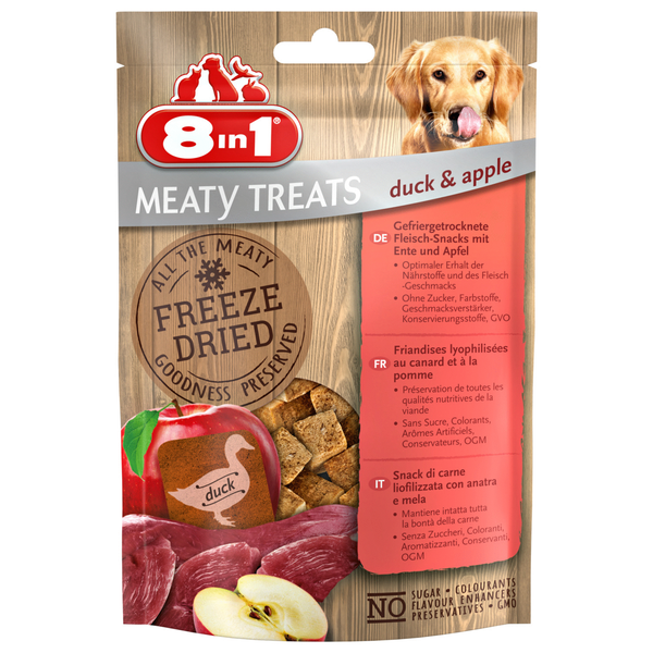 Afbeelding 8in1 Freeze Dried 50 g - Hondensnacks - Eend&Appel door Petsplace.nl