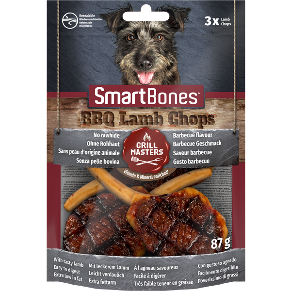 SmartBones Grill Masters BBQ Lamb Chops kauwsnack hond (3 st) Per verpakking