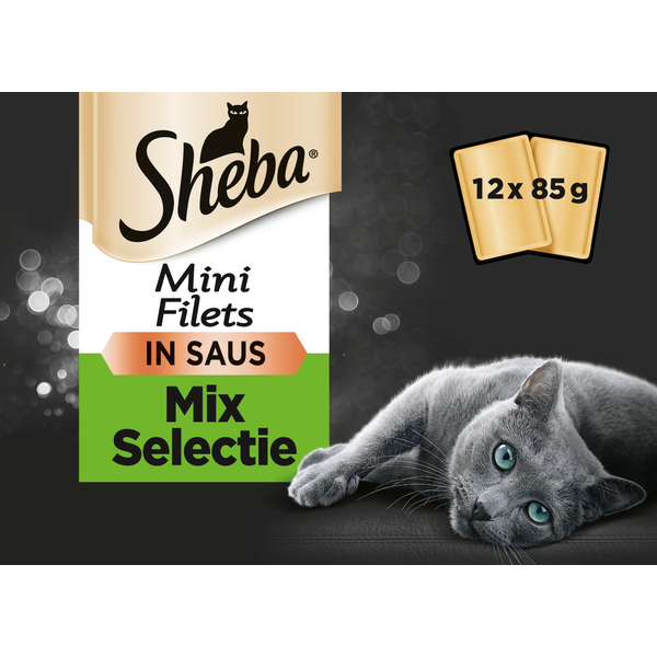 Afbeelding Sheba Mini Filets in Saus Selectie van de Chef Pouch 85 gr 12 zakjes door Petsplace.nl