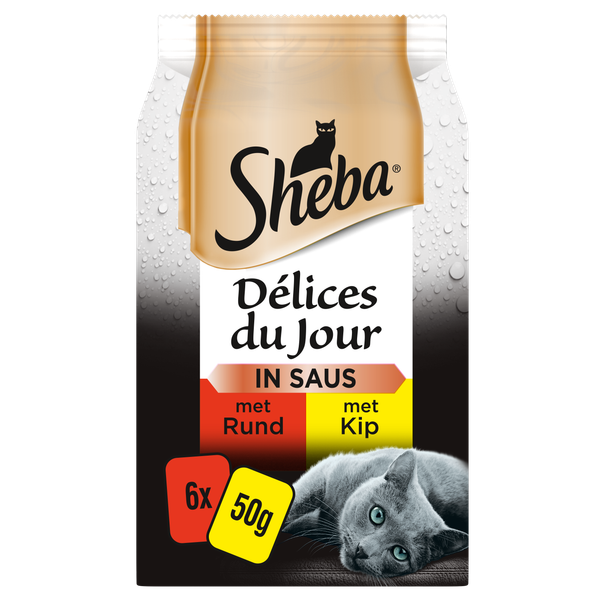 Sheba Délices du Jour Traiteur Selectie in Saus 50 gr per 6