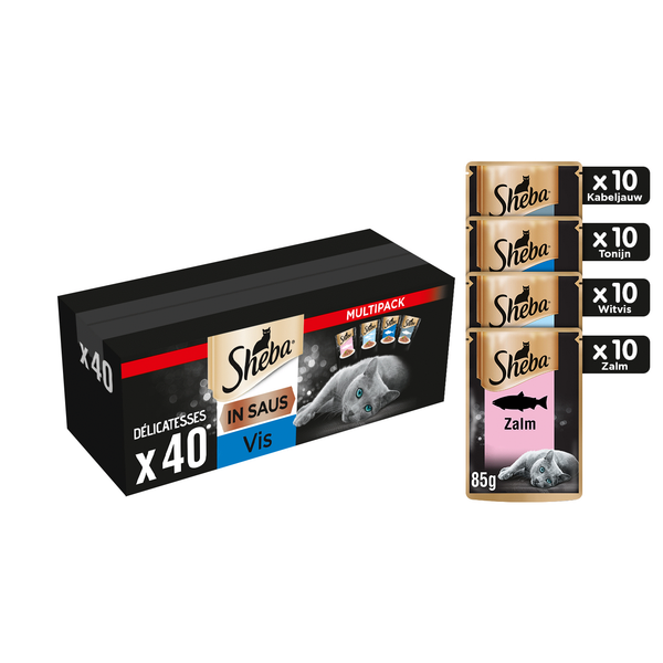 Afbeelding Sheba Delicatesses Vis Selectie in saus maaltijdzakjes kat voordeelpack (40 x 85 gr) Per verpakking door Petsplace.nl