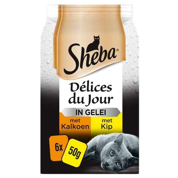 Sheba Délices du Jour met kip/kalkoen in gelei kattenvoer (6 x 50 g) Per verpakking