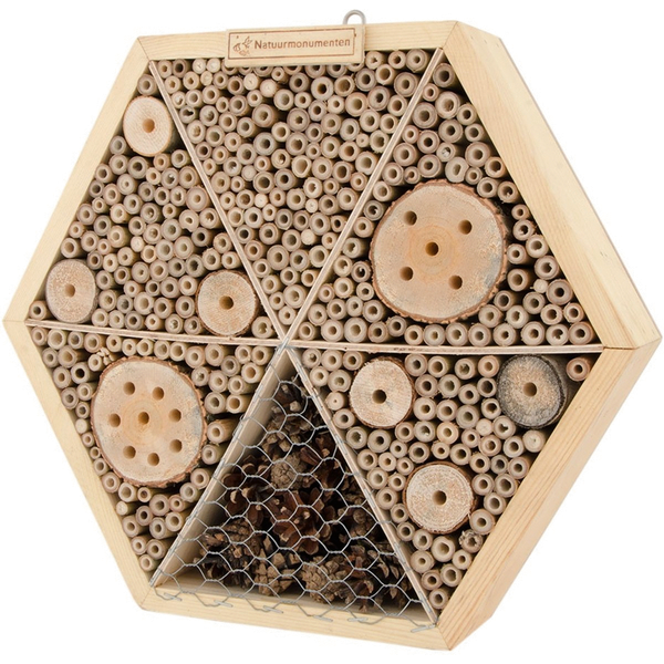 Afbeelding Natuurmonumenten Insectenhuis Zeshuis - Nestkast - 8x34x34 cm Large door Petsplace.nl