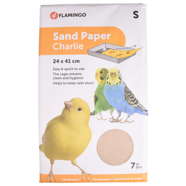 Afbeelding Flamingo Zandpapier 7 stuks - Vogelbodembedekking - 24x41 cm door Petsplace.nl