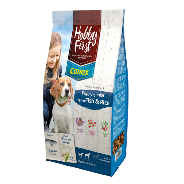 Afbeelding HobbyFirst Canex Puppy-Junior High in Vis & Rijst hondenvoer 3 kg door Petsplace.nl