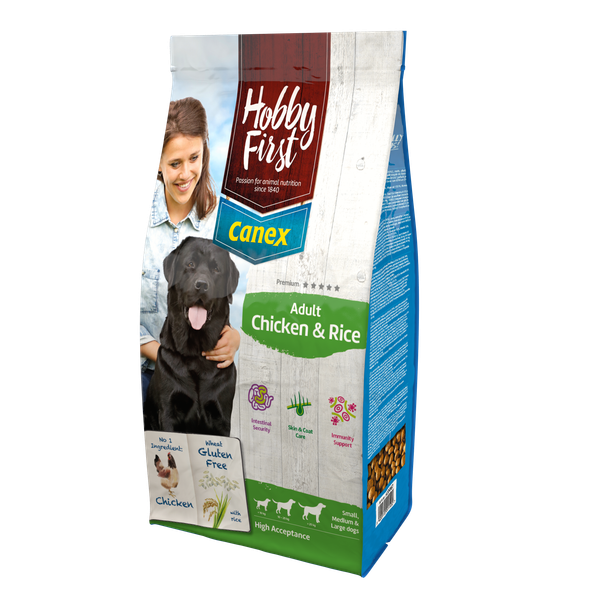 Afbeelding HobbyFirst Canex Adult Kip & Rijst hondenvoer 3 kg door Petsplace.nl