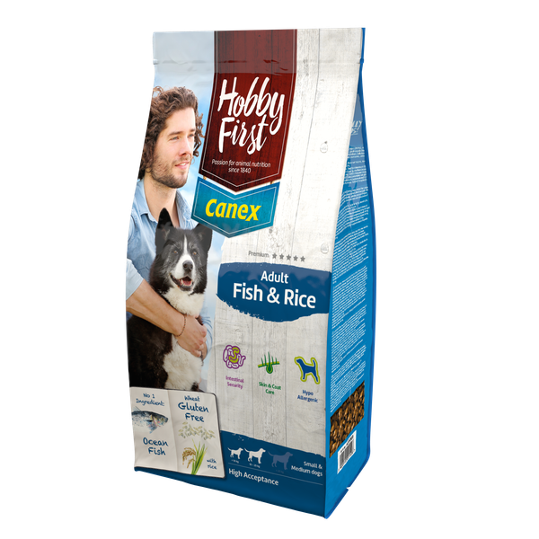 Afbeelding HobbyFirst Canex Adult Vis & Rijst hondenvoer 3 kg door Petsplace.nl