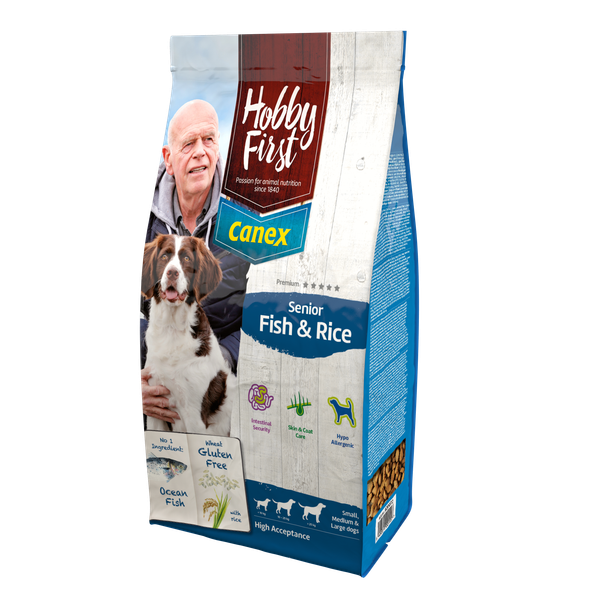 Afbeelding HobbyFirst Canex Senior Fish & Rice hondenvoer 3 kg door Petsplace.nl