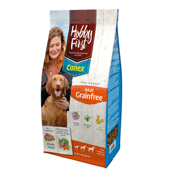 Afbeelding Hobbyfirst Canex Adult Grainfree Eend - Hondenvoer - 3 kg door Petsplace.nl