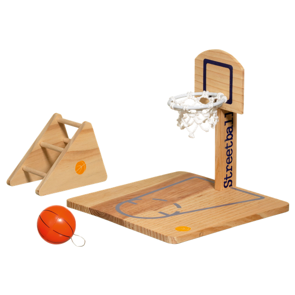 Afbeelding Flamingo Vogelspeelplaats Basketbal - Vogelspeelgoed - 20x20x20 cm Houtkleur door Petsplace.nl