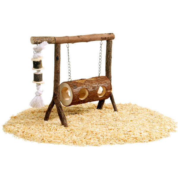 Afbeelding Flamingo Knaagdierenspeelgoed Schommel - Speelgoed - 31x25 cm Bruin door Petsplace.nl