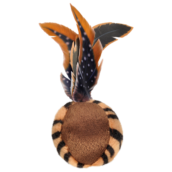 Afbeelding Flamingo Jungle Bal Met Veren - Kattenspeelgoed - 140x80x50 mm Bruin Beige Blauw door Petsplace.nl