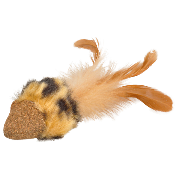 Afbeelding Flamingo Catnip Muis Met Veer - Kattenspeelgoed - 40x175x35 mm Beige Bruin door Petsplace.nl