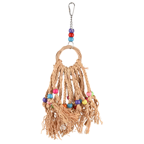 Afbeelding Flamingo Vogelspeelgoed Ring En Gekleurde Kralen - Vogelspeelgoed - 39 cm Multi-Color door Petsplace.nl