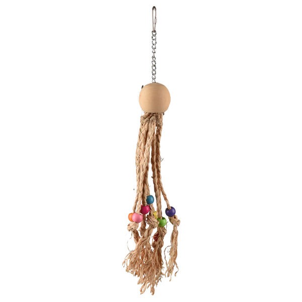 Afbeelding Flamingo Vogelspeelgoed Octopus Met Gekleurde Kralen - Vogelspeelgoed - 38 cm Beige door Petsplace.nl
