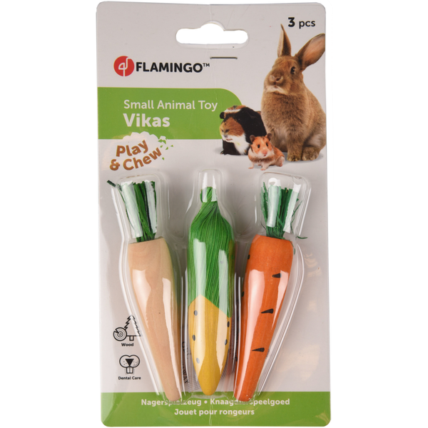 Afbeelding Flamingo Knaagdierspeelgoed Vikas - Speelgoed - 10x2x2 cm Groen Geel Oranje door Petsplace.nl