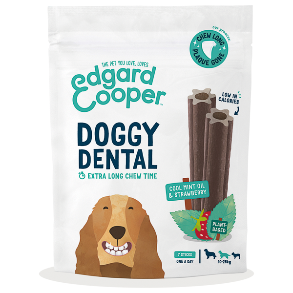 Afbeelding Edgard&Cooper Doggy Dental Aardbei&Munt - Hondensnacks - M door Petsplace.nl