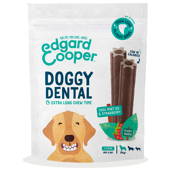 Afbeelding Edgard&Cooper Doggy Dental Aardbei&Munt - Hondensnacks - L door Petsplace.nl