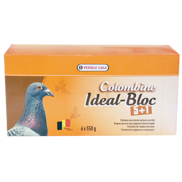 Afbeelding Colombine Ideal-Bloc Fabry Kleikoek A 6 - Duivensupplement - 6x550 g Tray 5+1 door Petsplace.nl