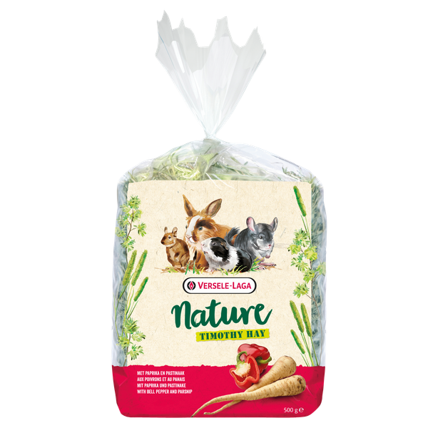 Afbeelding Versele-Laga Nature Timothy Hay Bell - Paprika & Pastinaak - 500 g door Petsplace.nl
