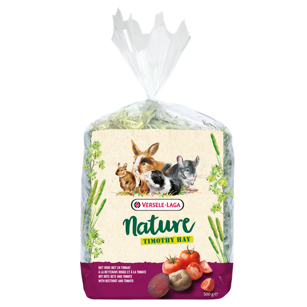 Afbeelding Versele-Laga Nature Timothy Hay Bell - Rode Biet & Tomaat - 500 g door Petsplace.nl