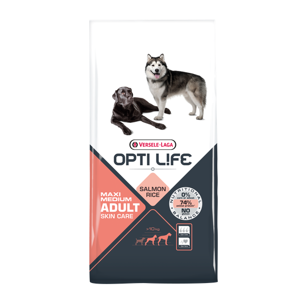 Afbeelding Opti Life Adult Skincare Medium/Maxi hondenvoer 12.5 kg door Petsplace.nl