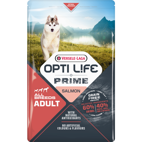 Opti Life Prime Adult All Breeds Zalm - Hondenvoer - 12.5 kg Graanvrij
