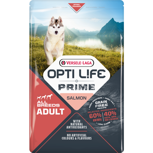 Afbeelding Opti Life Prime Adult All Breeds Zalm - Hondenvoer - 12.5 kg Graanvrij door Petsplace.nl