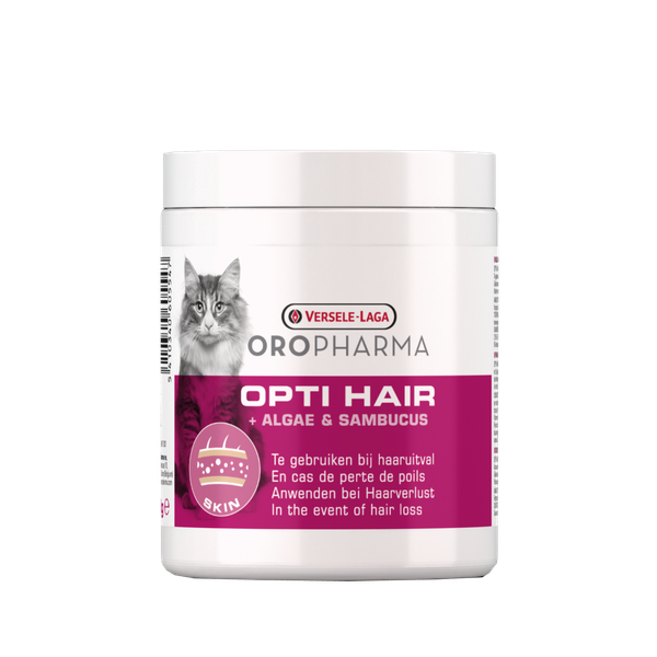 Afbeelding Versele-Laga Oropharma Opti Hair Cat Tegen Haaruitval - Voedingssupplement - Huid - Vacht - 130 g Granules door Petsplace.nl