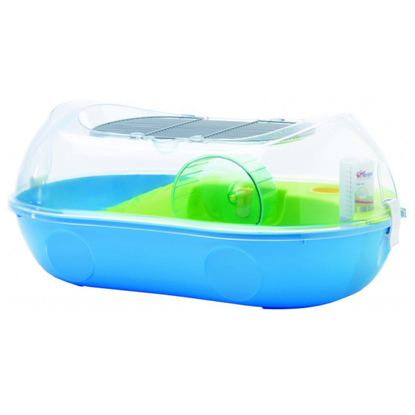 Savic Hamsterkooi Spelos Xl Entry - Dierenverblijf - 59x37x26 cm Blauw Transparant