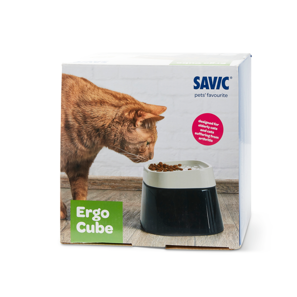 Afbeelding Savic Ergo Cube Food - Kattenvoerbak - 21x22x17.5 cm Zwart Wit door Petsplace.nl