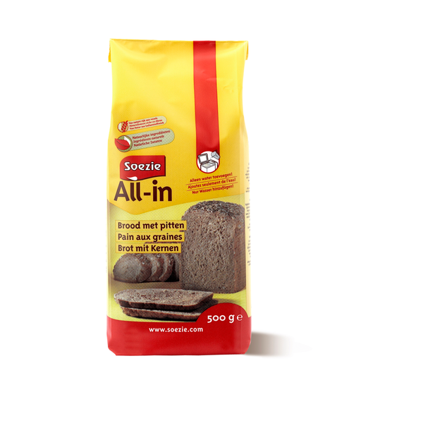 Afbeelding Soezie All-In Brood Met Pitten - Bakproducten - 500 g door Petsplace.nl