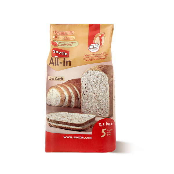 Afbeelding Soezie All-In Low Carb Brood - Bakproducten - 2.5 kg door Petsplace.nl