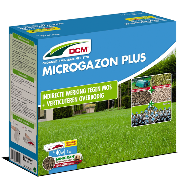 Afbeelding Dcm Microgazon Plus 40 m2 - Gazonmeststoffen - 3 kg (Mg) door Petsplace.nl
