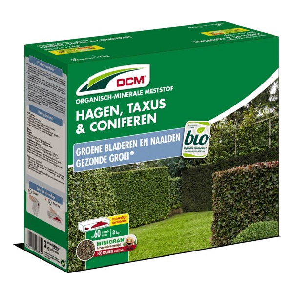 Afbeelding Dcm Meststof Hagen & Taxus & Coniferen - Siertuinmeststoffen - 3 kg door Petsplace.nl