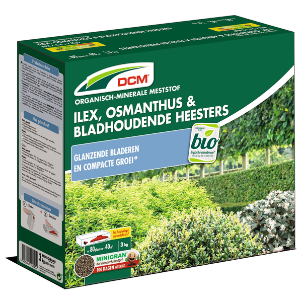 Afbeelding DCM Meststof Ilex Osmanthus en bladhoudende heesters 3 kg door Petsplace.nl