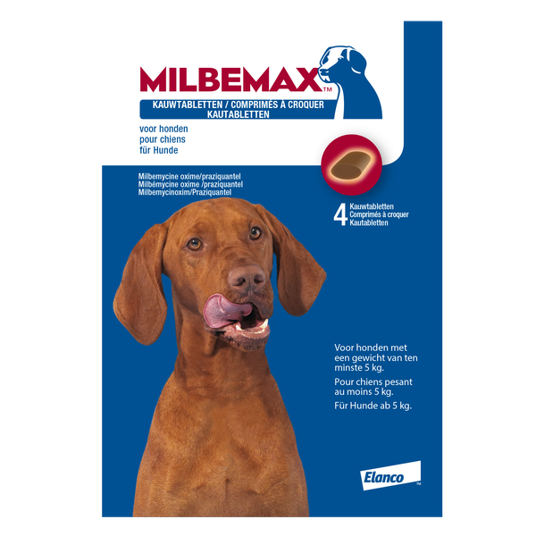 Afbeelding Milbemax kauwtabletten Grote hond 4 Tabletten door Petsplace.nl