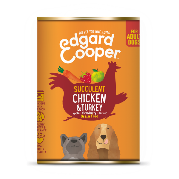 Afbeelding Edgard&Cooper Blik Chicken Turkey Adult - Hondenvoer - Kip Kalkoen Aardbei 400 g Graanvrij door Petsplace.nl