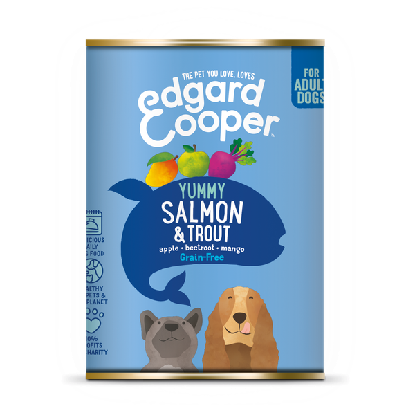 Afbeelding Edgard&Cooper Blik Salmon Trout Adult - Hondenvoer - Zalm Forel Appel 400 g Graanvrij door Petsplace.nl