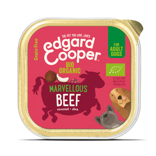 Afbeelding Edgard&Cooper Kuipje Bio Beef Adult - Hondenvoer - Rund Kokos Chiazaad 100 g Biologisch door Petsplace.nl