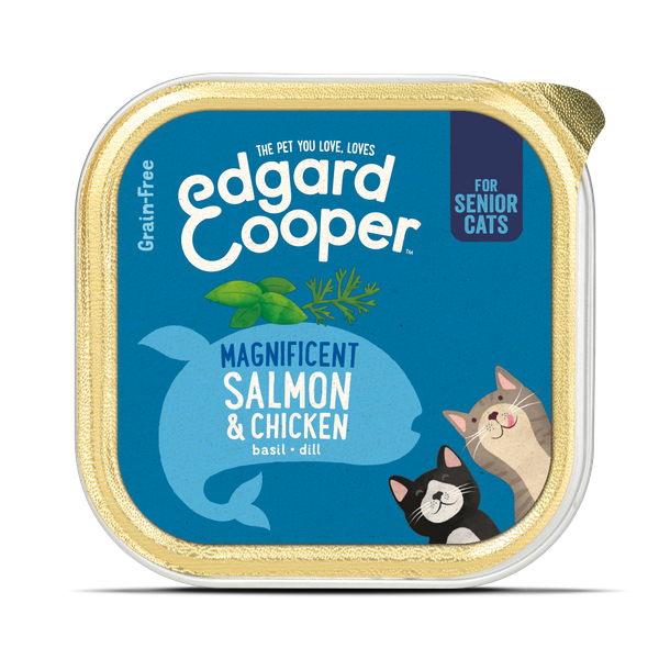 Afbeelding Edgard&Cooper Kuipje Senior - Kattenvoer - Kip Zalm 85 g door Petsplace.nl