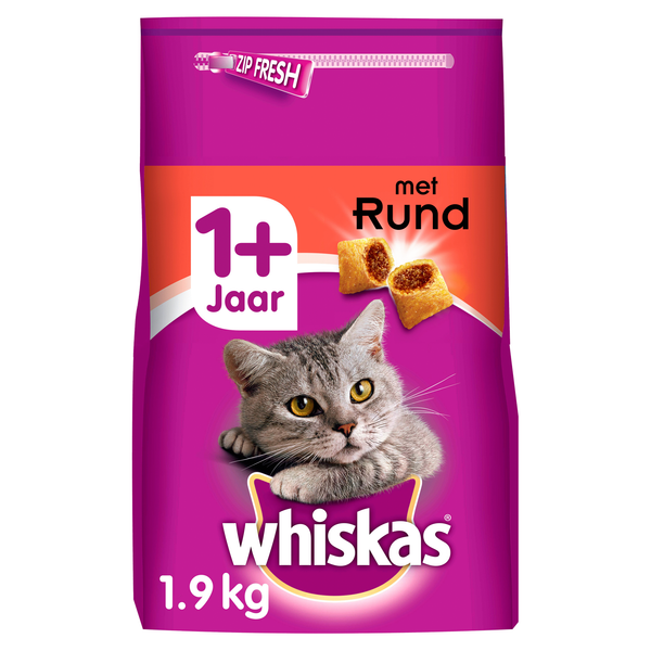Afbeelding Whiskas Brokjes +1 Rund kattenvoer 1.9 kg door Petsplace.nl