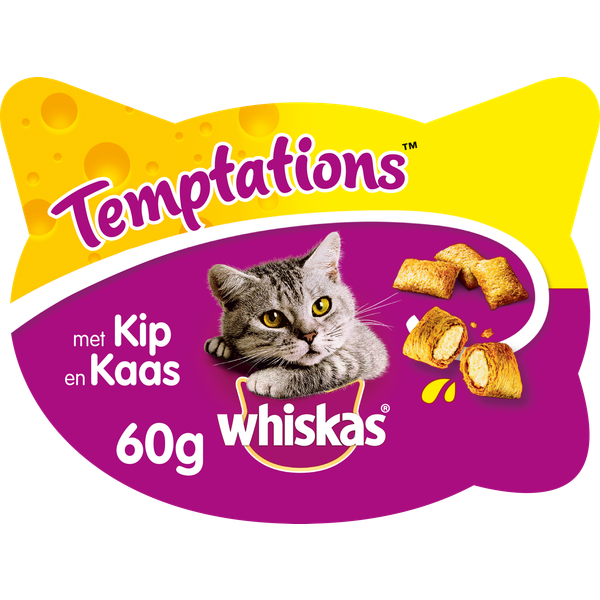 Afbeelding Whiskas Temptations Kip & Kaas kattensnoep 60 gram door Petsplace.nl