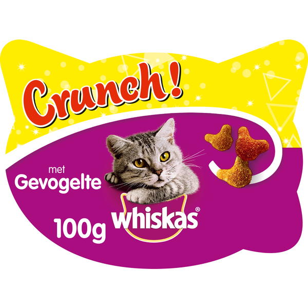 Whiskas 5x100g Crunch Kip, Kalkoen & Eend Kip, Kalkoen & Eend Kattensnacks online kopen