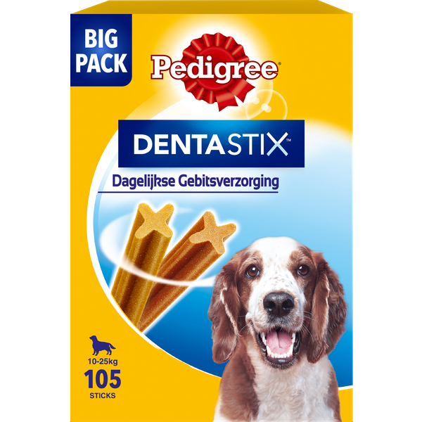 Afbeelding Pedigree Dentastix Big Pack - Hondensnacks - 105 stuks Medium door Petsplace.nl