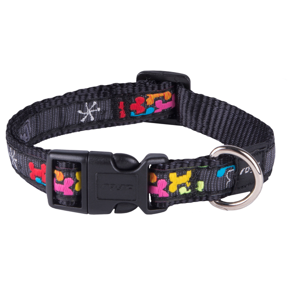 Afbeelding Rogz Scooter Halsband Bone - Hondenhalsband - Zwart Multi-Color Medium door Petsplace.nl