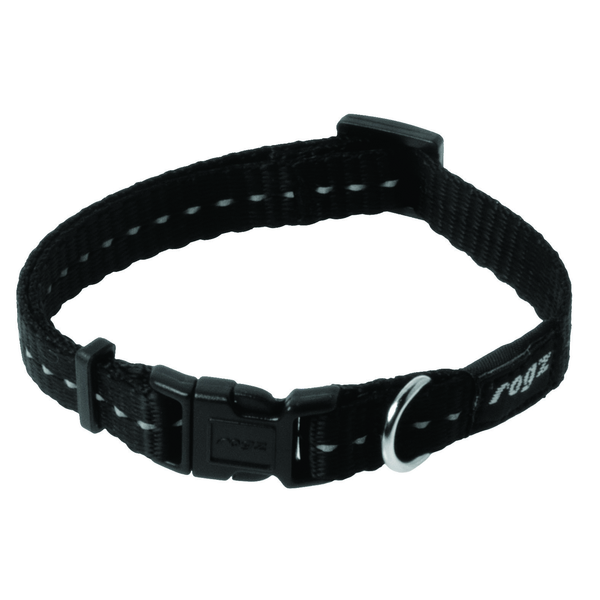 Afbeelding Rogz Halsband Firefly - Hondenhalsband - 1.1 x 16 - 22 cm Zwart door Petsplace.nl