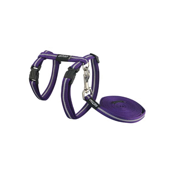 Afbeelding Rogz Alleycat Tuigje Met Looplijn Paars - Kattenharnas - 11.9x21.5 cm door Petsplace.nl