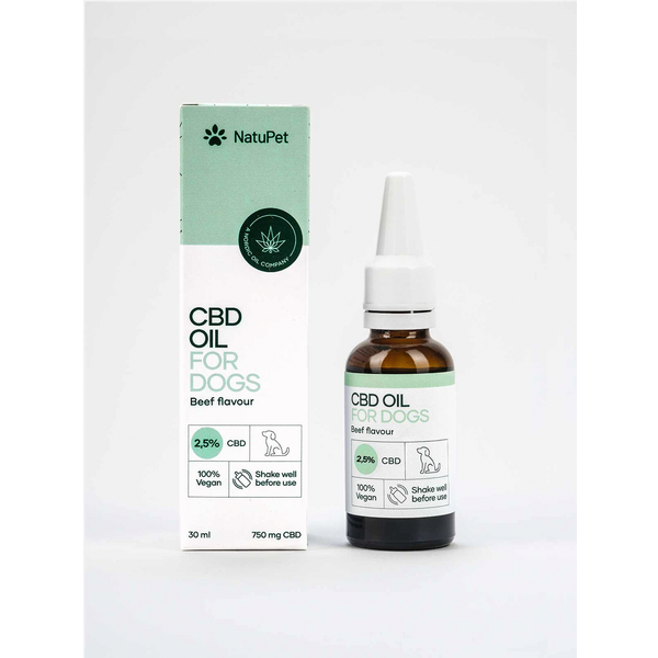 Afbeelding Natupet Cbd Oil For Dogs 2.5% Rund - Hennepolie - 30 ml door Petsplace.nl